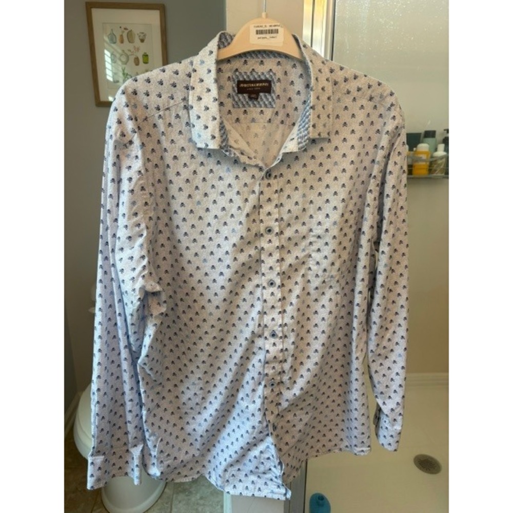 Johnston & Murphy Men's XXL Skull Crossbones Button Down Shirt 100% Cotton